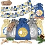 KESSER&reg; Adventskalender zum Bef&uuml;llen 24 Jutebeutel 14 x 10 cm Gedruckte Stoffbeutel