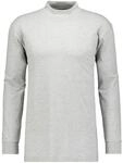 RAGMAN Herren RAGMAN Stehkragenshirt langarm Gr. L, Grau-Melange-012
