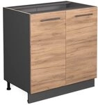 Vicco Sp&uuml;lenunterschrank Fame-Line, Goldkraft Eiche, 80 cm mit Regal, ohne