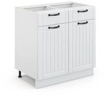 Vicco K&uuml;chenunterschrank Fame-Line, Wei&szlig; Landhaus, 80 cm ohne Arbeitsplatte,...