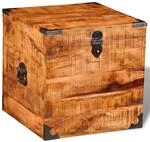 vidaXL Quadratische Truhe aus rauem Mangoholz