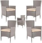 Casaria&reg; Gartenst&uuml;hle 4er Set Polyrattan Stapelbar mit Auflagen 160kg Belastbarkeit