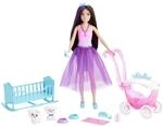 Barbie Dreamtopia Skipper Prinzessin Puppe, mit braunen Haaren, Zwei wei&szlig;e Schafe,