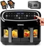 Duronic AF24 BK Doppelkammer Hei&szlig;luftfritteuse, XXL Airfryer mit 2 x 5l K&ouml;rbe, 10l