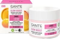 SANTE Naturkosmetik Glow Boost Rosiger Teint Creme, mit AHA, Hyaluron und Bio-Rose,
