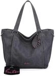 Fritzi02 Hoja Shopper Tasche Schultertasche Umh&auml;ngetasche Damen Lederimitat mit