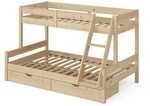 VitaliSpa Etagenbett Everest, Naturholz, 120x200 / 80x200 cm | mit Schubladen,...
