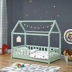 Juskys&reg; Kinderbett Marli 80 x 160 cm mit Rausfallschutz, Lattenrost und Dach -