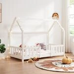 [en.casa] Kinderbett Sisimiut Hausbett Montessori 80 x 160 cm mit Rausfallschutz