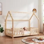 [en.casa] Kinderbett Sisimiut Hausbett Montessori 80 x 160 cm mit Rausfallschutz