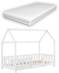 [en.casa] Kinderbett Sisimiut mit Matratze 80 x 160 cm Hausbett Montessori mit