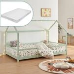 [en.casa] Kinderbett Sisimiut mit Matratze 90 x 200 cm Hausbett Montessori mit