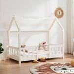 [en.casa] Kinderbett Sisimiut Hausbett Montessori 70 x 140 cm mit Rausfallschutz