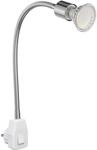 ledscom.de Steckdosenlampe LESCH Leselampe Schwanenhals, Schalter, Chrom inkl. GU10
