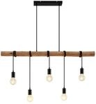Lindby Esstisch Holz Pendelleuchte, Seillampe H&auml;ngelampe Metall Holzbalken Seil