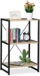Relaxdays Standregal, Regal Industrial, niedriges B&uuml;cherregal mit 3 F&auml;chern, HxBxT: