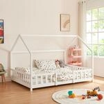 [en.casa] Kinderbett Sisimiut Hausbett Montessori 120 x 200 cm mit Rausfallschutz