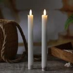MARELIDA LED Stabkerzen Flamme - Echtwachs - flackernde warmwei&szlig;e LED - Timer...
