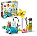 LEGO 10985 DUPLO Town Windrad und Elektroauto, Spielzeugauto-Lernspielzeug f&uuml;r