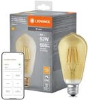 LEDVANCE Smarte LED-Lampe mit WiFi Technologie in Gold Edison Form, Sockel E27,