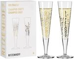 Ritzenhoff 6031005 Champagnerglas 200 ml - Serie Goldnacht Duett - 2x Designerst&uuml;ck