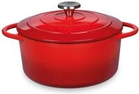 K&uuml;chenprofi cast iron roaster with lid, red/black inside, 22 cm, casserole, Dutch