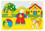 Goki 57858 - Steckpuzzle - Katze, Haus