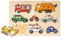 Goki 57996 - Steckpuzzle - Verkehrsmittel, Bunten Fahrzeugen |