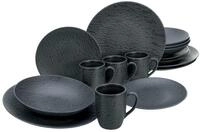 CreaTable, 20539, Serie Schiefer Black, 16-teiliges Geschirrset, Kombiservice aus
