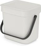 Brabantia Sort & Go Abfalleimer mit Deckel 3 L (hellgrau), platzsparender Biom&uuml;ll
