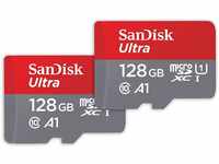 SanDisk Ultra microSDXC UHS-I-Speicherkarte 128 GB + SD-Adapter 2er-Pack (Für