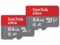 SanDisk Ultra microSDXC UHS-I-Speicherkarte 64 GB + SD-Adapter 2er-Pack (Für