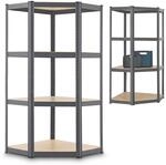 Juskys Eckregal Lageregal Corner Easy 160 x 75 x 40-75 cm - 320 kg, 4 B&ouml;den MDF Holz