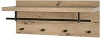HAKU Wandgarderobe Eiche hell, schwarz, MDF, Metall - Ma&szlig;e: B 75 x H 30 x T 26 cm,