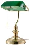 Lindby Bankerlampe gr&uuml;n messing poliert, Retro Schreibtischlampe B&uuml;rolampe mit
