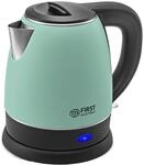 TZS First Austria Edelstahl Wasserkocher, gr&uuml;n-schwarz, 2200W | 1,2 Liter | H&ouml;he