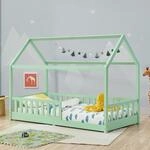 Juskys Kinderbett Marli 90 x 200 cm mit Rausfallschutz, Lattenrost und Dach -