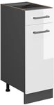 Vicco K&uuml;chenunterschrank R-Line, Wei&szlig; Hochglanz, 30 cm ohne Arbeitsplatte, zur