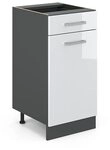 Vicco K&uuml;chenunterschrank R-Line, Wei&szlig; Hochglanz, 40 cm ohne Arbeitsplatte, zur