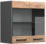 Vicco K&uuml;chenglasschrank R-Line, Goldkraft Eiche, 60 cm | 2 T&uuml;ren &middot; 1...