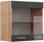 Vicco K&uuml;chenglasschrank R-Line, Anthrazit Hochglanz, 60 cm, zur freien...