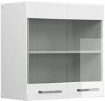 Vicco K&uuml;chenglasschrank R-Line, Glash&auml;ngeschrank, Wei&szlig; Hochglanz/Wei&szlig;, 60 cm