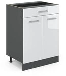 Vicco K&uuml;chenunterschrank R-Line, Wei&szlig; Hochglanz, 60 cm mit Schublade, ohne