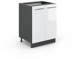 Vicco K&uuml;chenunterschrank Fame-Line, Wei&szlig; Hochglanz, 60 cm ohne Arbeitsplatte, zur