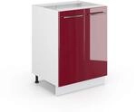 Vicco K&uuml;chenunterschrank Fame-Line, Bordeaux Hochglanz, 60 cm ohne...
