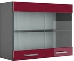 Vicco K&uuml;chenglasschrank R-Line, Rot Hochglanz, 80 cm, zur freien Kombination