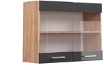 Vicco K&uuml;chenglasschrank R-Line, Anthrazit Hochglanz, 80 cm, zur freien...
