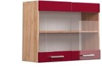 Vicco K&uuml;chenglasschrank R-Line, Rot Hochglanz, 80 cm, zur freien Kombination