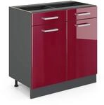 Vicco K&uuml;chenunterschrank R-Line, Rot Hochglanz, 80 cm ohne Arbeitsplatte, zur...