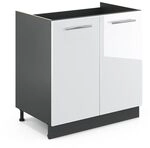 Vicco Sp&uuml;lenunterschrank Fame-Line, Wei&szlig; Hochglanz, 80 cm ohne Arbeitsplatte,...